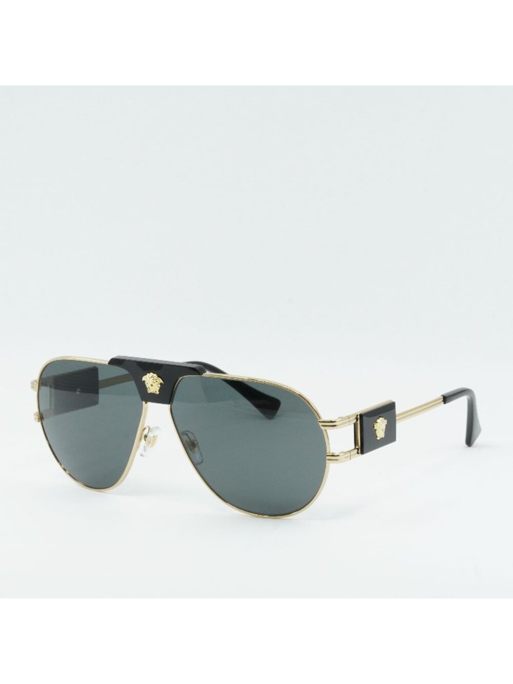 Versace VE2252 100287 Sunglasses Gold Aviator Frame, Dark Grey Lenses